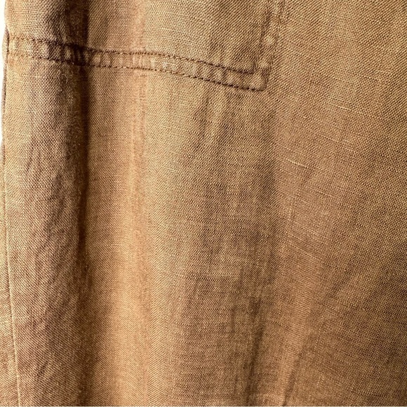 Eddie Bauer Tan Cropped Linen Pants Size 8 100% Linen - Picture 6 of 13